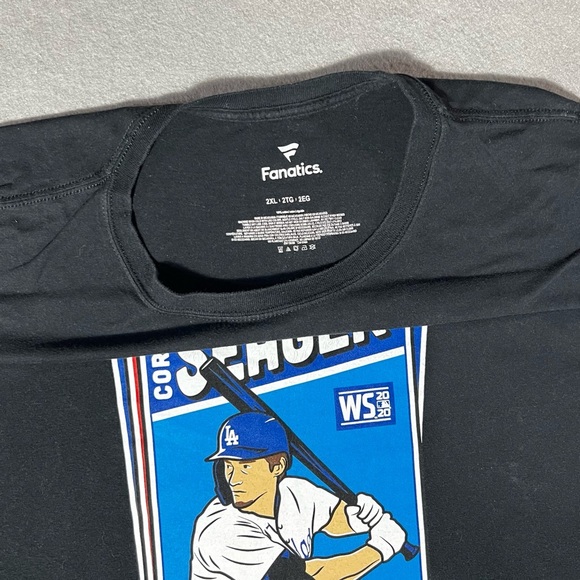 Corey Seager 2020 World Series MVP Dodgers T-Shirt 2XL Black MLB Fanatics - Picture 4 of 5